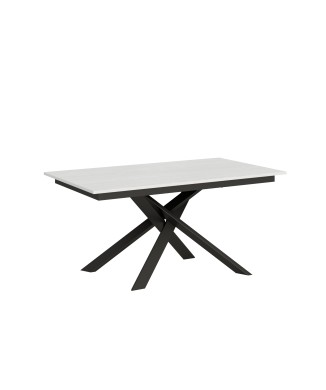 Table Ganty chant assorti - Table extensible 90x160/220 cm Ganty Frêne Blanc - chant assorti avec structure Anthracite