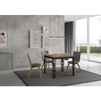 Table Ghibli Libra Anthracite - Table ouvrante 90x90/180 cm Ghibli Libra Chêne Nature structure Anthracite