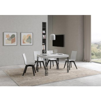 Table Ghibli - Table extensible 70x110/194 cm Ghibli Frêne Blanc Structure Anthracite