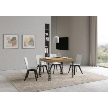 Table Ghibli - Table extensible 70x110/194 cm Ghibli Frêne Blanc Structure Anthracite