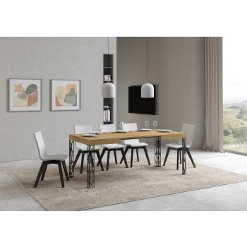 Table Ghibli - Table extensible 70x110/194 cm Ghibli Frêne Blanc Structure Anthracite