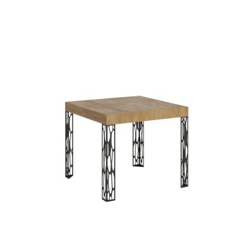 Table Ghibli - Table extensible 90x90/246 cm Ghibli Frêne Blanc Structure Anthracite