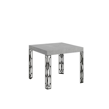 Table Ghibli - Table extensible 90x90/246 cm Ghibli Frêne Blanc Structure Anthracite