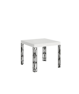 Table Ghibli - Table extensible 90x90/246 cm Ghibli Frêne Blanc Structure Anthracite