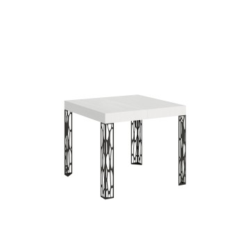 Table Ghibli - Table extensible 90x90/246 cm Ghibli Frêne Blanc Structure Anthracite