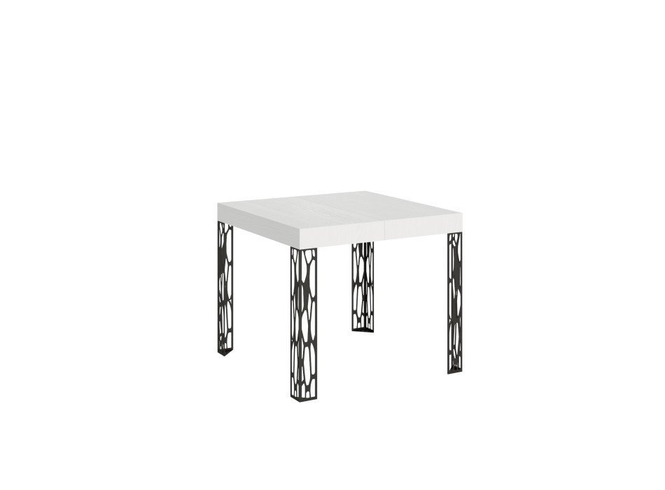 Table Ghibli - Table extensible 90x90/246 cm Ghibli Frêne Blanc Structure Anthracite