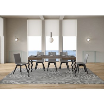 Table Karamay Anthracite - Table extensible 70x110/194 cm Karamay Frêne Blanc structure Anthracite