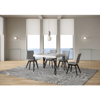 Table Karamay Anthracite - Table extensible 70x110/194 cm Karamay Frêne Blanc structure Anthracite