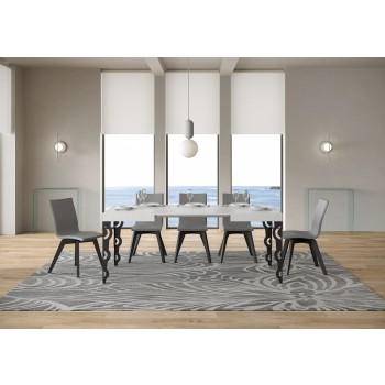 Table Karamay Anthracite - Table extensible 70x110/194 cm Karamay Frêne Blanc structure Anthracite