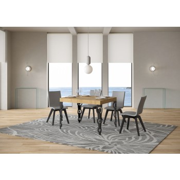 Table Karamay Anthracite - Table extensible 70x110/194 cm Karamay Frêne Blanc structure Anthracite