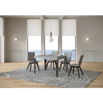 Table Karamay Anthracite - Table extensible 70x110/194 cm Karamay Frêne Blanc structure Anthracite