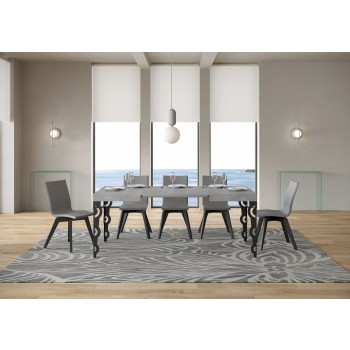 Table Karamay Anthracite - Table extensible 70x110/194 cm Karamay Frêne Blanc structure Anthracite