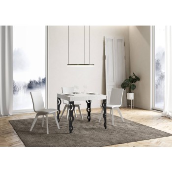 Table Karamay Anthracite - Table extensible 90x90/246 cm Karamay Frêne Blanc structure Anthracite