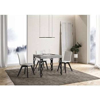 Table Karamay Anthracite - Table extensible 90x90/246 cm Karamay Frêne Blanc structure Anthracite