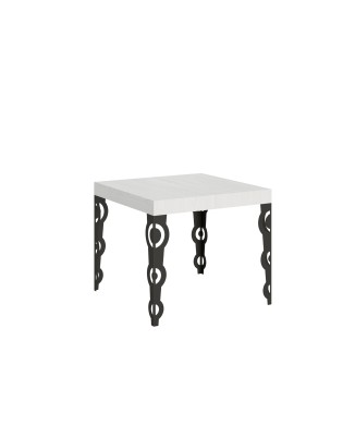 Table Karamay Anthracite - Table extensible 90x90/246 cm Karamay Frêne Blanc structure Anthracite