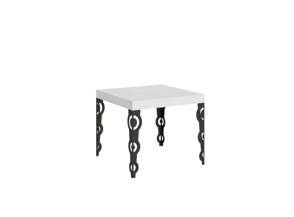 Table Karamay Anthracite - Table extensible 90x90/246 cm Karamay Frêne Blanc structure Anthracite