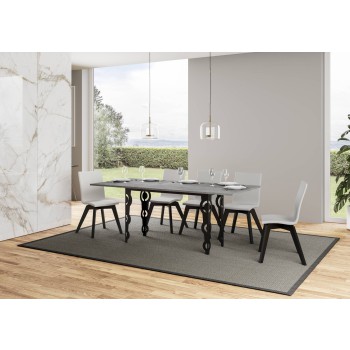 Table Double Karamay - Table ouvrante 120/200x45/90 cm Karamay Double Chêne Nature Structure Anthracite