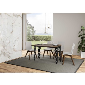 Table Double Karamay - Table ouvrante 120/200x45/90 cm Karamay Double Chêne Nature Structure Anthracite