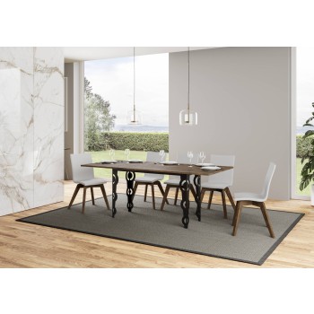 Table Double Karamay - Table ouvrante 120/200x45/90 cm Karamay Double Chêne Nature Structure Anthracite