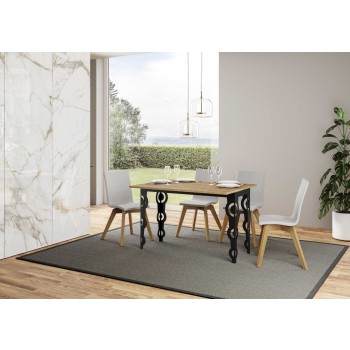 Table Double Karamay - Table ouvrante 120/200x45/90 cm Karamay Double Chêne Nature Structure Anthracite