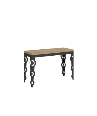 Table Double Karamay - Table ouvrante 120/200x45/90 cm Karamay Double Chêne Nature Structure Anthracite