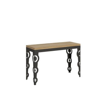 Table Double Karamay - Table ouvrante 120/200x45/90 cm Karamay Double Chêne Nature Structure Anthracite