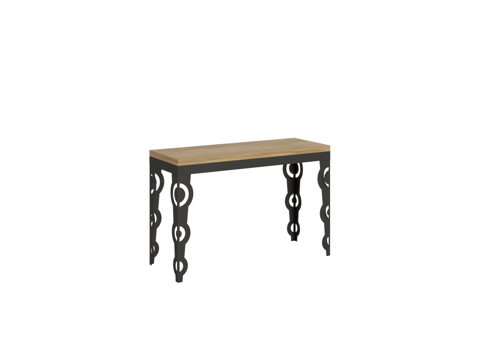 Table Double Karamay - Table ouvrante 120/200x45/90 cm Karamay Double Chêne Nature Structure Anthracite