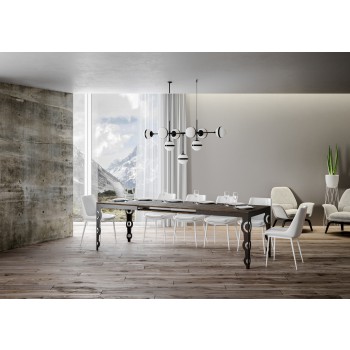 Table Karamay Evolution Anthracite - Table extensible 90x120/224 cm Karamay Evolution Frêne Blanc structure Anthracite