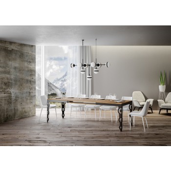 Table Karamay Evolution Anthracite - Table extensible 90x120/224 cm Karamay Evolution Frêne Blanc structure Anthracite