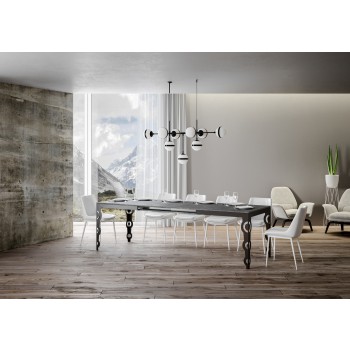 Table Karamay Evolution Anthracite - Table extensible 90x120/224 cm Karamay Evolution Frêne Blanc structure Anthracite