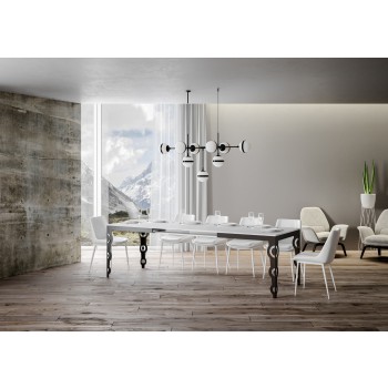 Table Karamay Evolution Anthracite - Table extensible 90x160/264 cm Karamay Evolution Frêne Blanc structure Anthracite