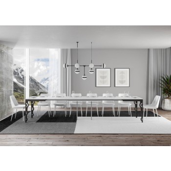 Table Karamay Evolution Anthracite - Table extensible 90x160/420 cm Karamay Evolution Frêne Blanc structure Anthracite