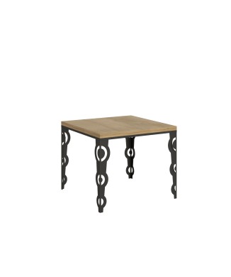 Table Karamay Libra Anthracite - Table ouvrante 90x90/180 cm Karamay Libra Chêne Nature structure Anthracite