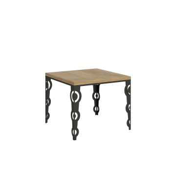 Table Karamay Libra Anthracite - Table ouvrante 90x90/180 cm Karamay Libra Chêne Nature structure Anthracite