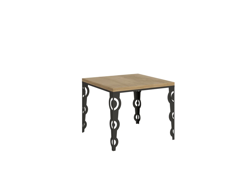 Table Karamay Libra Anthracite - Table ouvrante 90x90/180 cm Karamay Libra Chêne Nature structure Anthracite