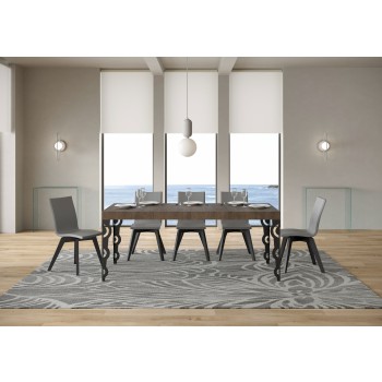 Table Karamay Premium Anthracite - Table extensible 90X120/224 cm Karamay Premium Frêne Blanc structure Anthracite