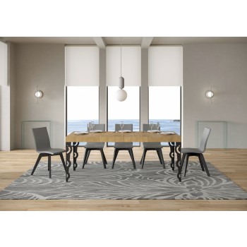 Table Karamay Premium Anthracite - Table extensible 90X120/224 cm Karamay Premium Frêne Blanc structure Anthracite