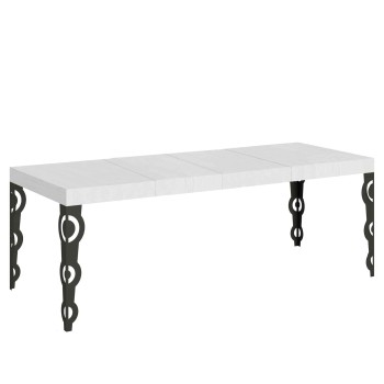 Table Karamay Premium Anthracite - Table extensible 90x160/264 cm Karamay Premium Frêne Blanc structure Anthracite