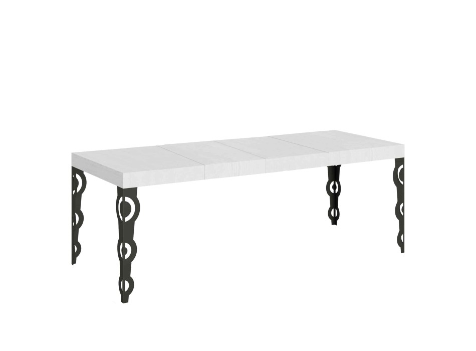 Table Karamay Premium Anthracite - Table extensible 90x160/264 cm Karamay Premium Frêne Blanc structure Anthracite