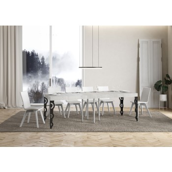 Table Karamay Premium Anthracite - Table extensible 90x90/246 cm Karamay Premium Frêne Blanc structure Anthracite