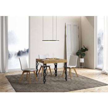 Table Karamay Premium Anthracite - Table extensible 90x90/246 cm Karamay Premium Frêne Blanc structure Anthracite