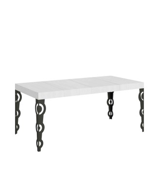 Table Karamay Premium Anthracite - Table extensible 90x90/246 cm Karamay Premium Frêne Blanc structure Anthracite