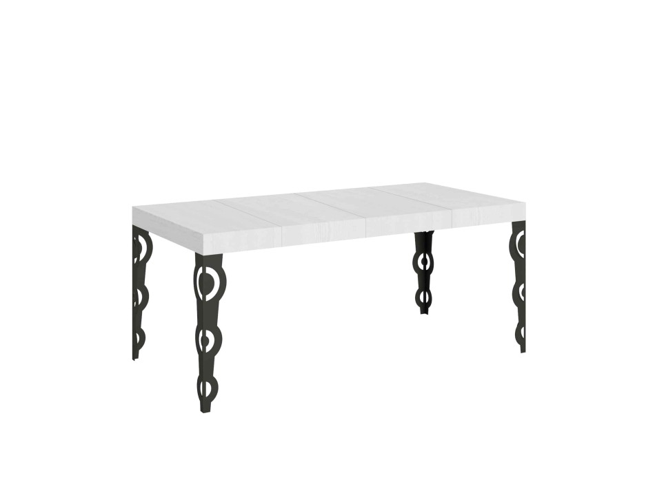 Table Karamay Premium Anthracite - Table extensible 90x90/246 cm Karamay Premium Frêne Blanc structure Anthracite