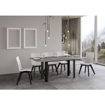 Table Double Linea - Table ouvrante 120/200x45/90 cm Linea Double Chêne Nature Structure Anthracite