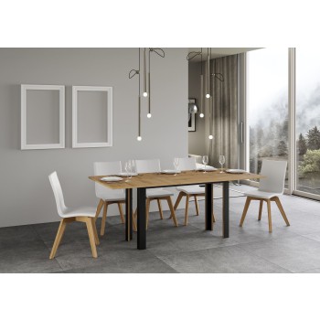 Table Double Linea - Table ouvrante 120/200x45/90 cm Linea Double Chêne Nature Structure Anthracite