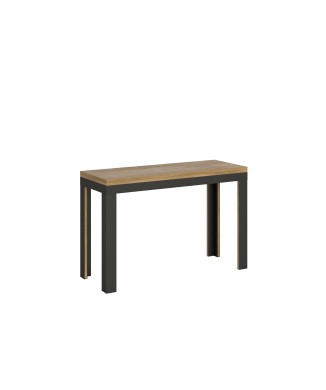 Table Double Linea - Table ouvrante 120/200x45/90 cm Linea Double Chêne Nature Structure Anthracite