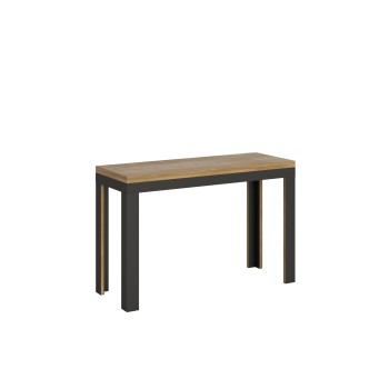 Table Double Linea - Table ouvrante 120/200x45/90 cm Linea Double Chêne Nature Structure Anthracite