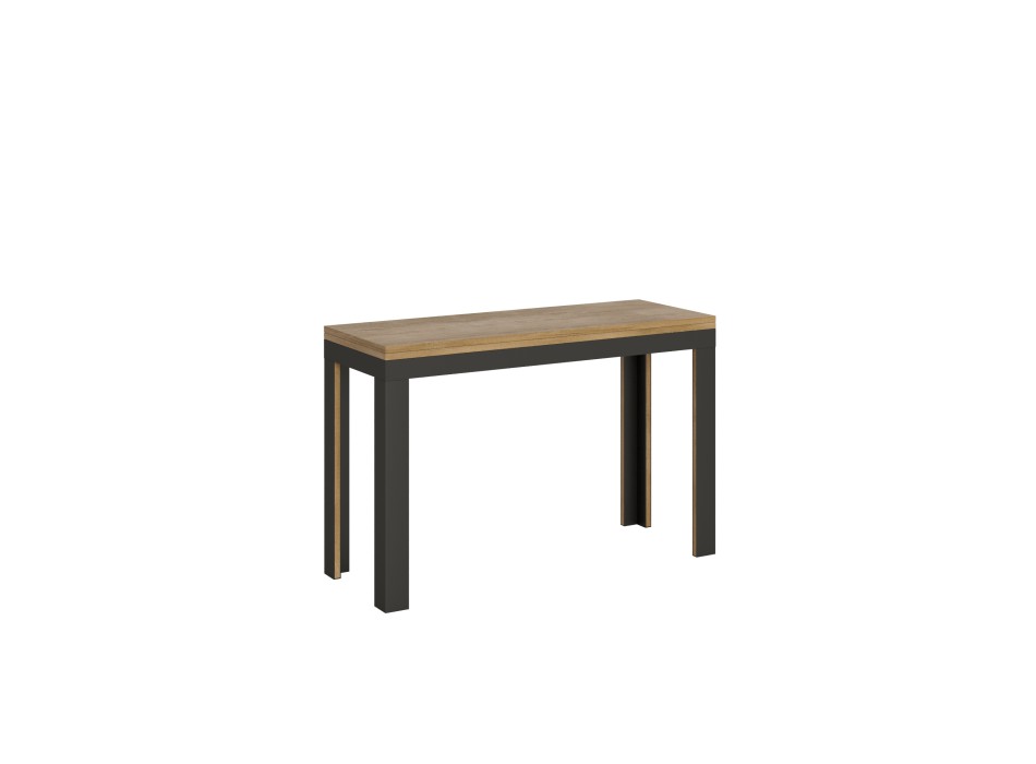 Table Double Linea - Table ouvrante 120/200x45/90 cm Linea Double Chêne Nature Structure Anthracite