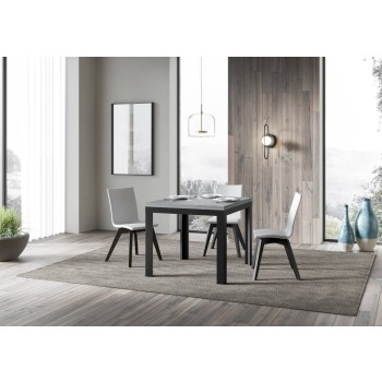 Table Libra Line Anthracite - Table ouvrante 90x90/180 cm Libra Line Chêne Nature Structure Anthracite