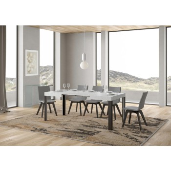 Table Linea - Table extensible 70x110/194 cm Linea Frêne Blanc structure Anthracite